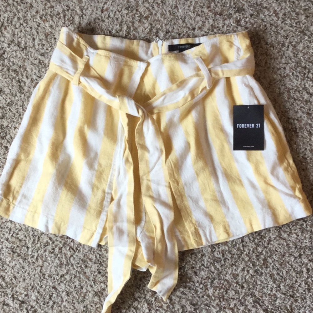 Yellow and white stripped shorts
